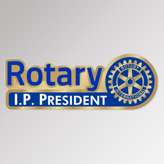 A gold-plated Club Immediate Past President Pin featuring Rotary International's Master Brand logo.