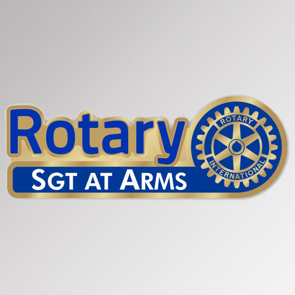 A gold-plated Sergeant at Arms Pin made from zinc alloy featuring Rotary International's Master Brand logo.