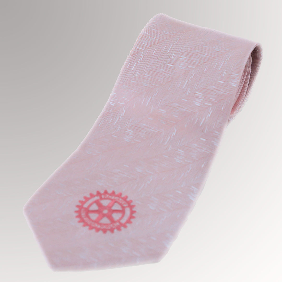 A microfiber tie featuring an embroidered Rotary logo.