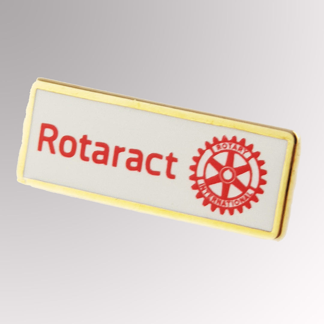 A gold-plated Rotaract Member Pin made from zinc alloy featuring the new Rotaract logo.