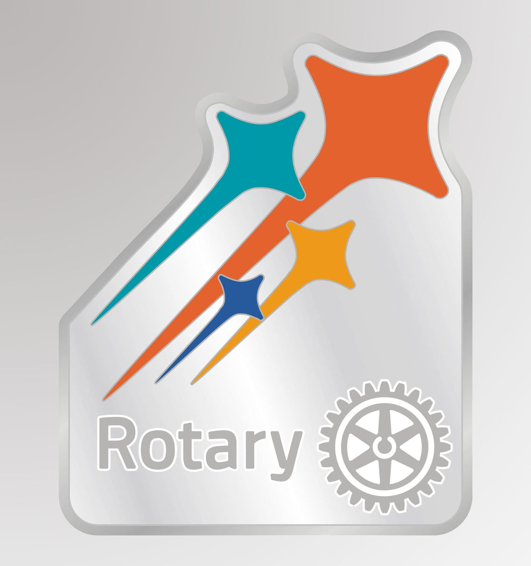 A silver finish zinc alloy pin featuring the Rotary Master Brand Simplified Signature for the 2024-2025 theme, with a magnet attachment.