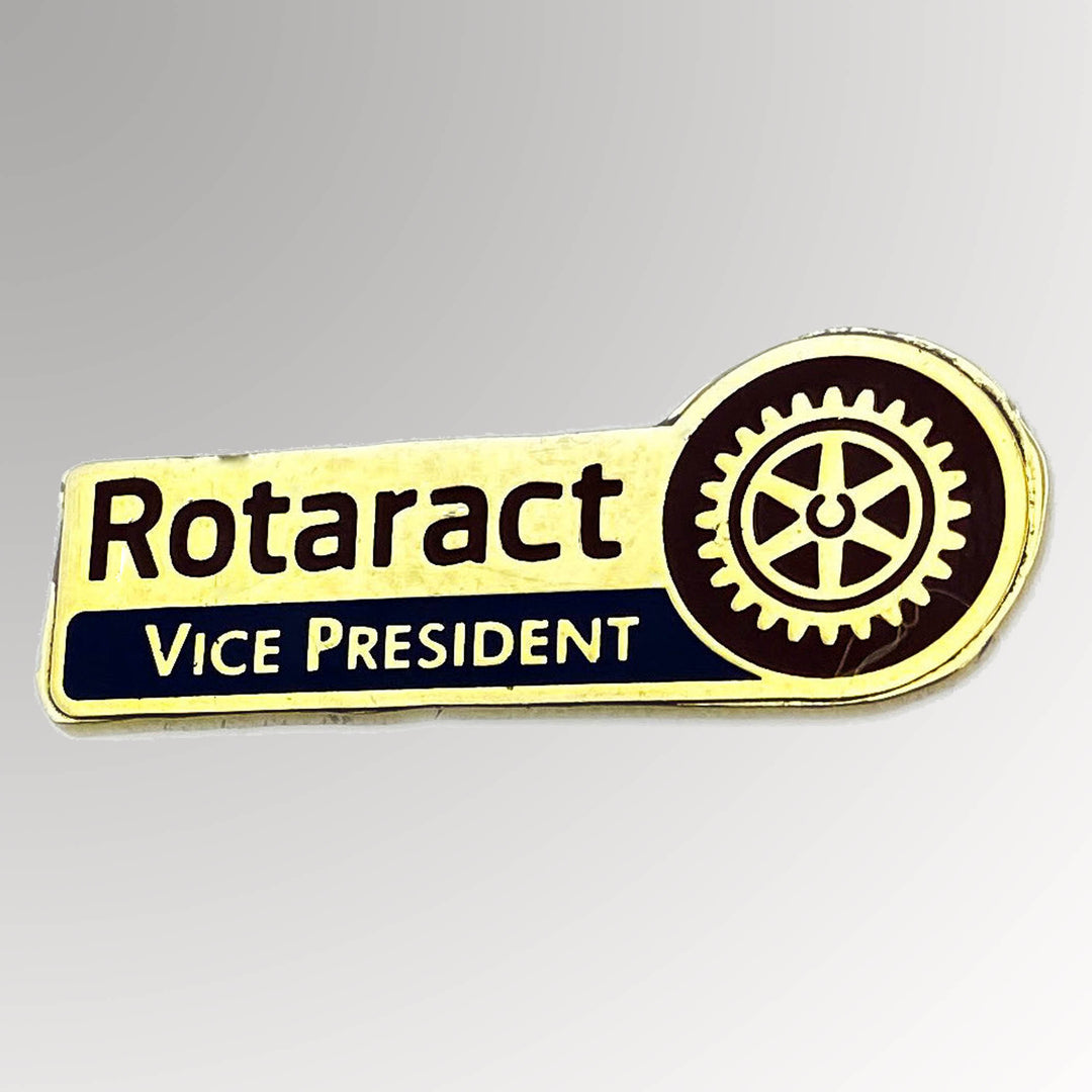 A gold-plated Rotaract Vice President Pin made from brass featuring the new Rotaract logo.